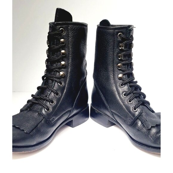 Vintage Durango Black Kiltie Leather Ankle Booties - Size 7 - Picture 4 of 8